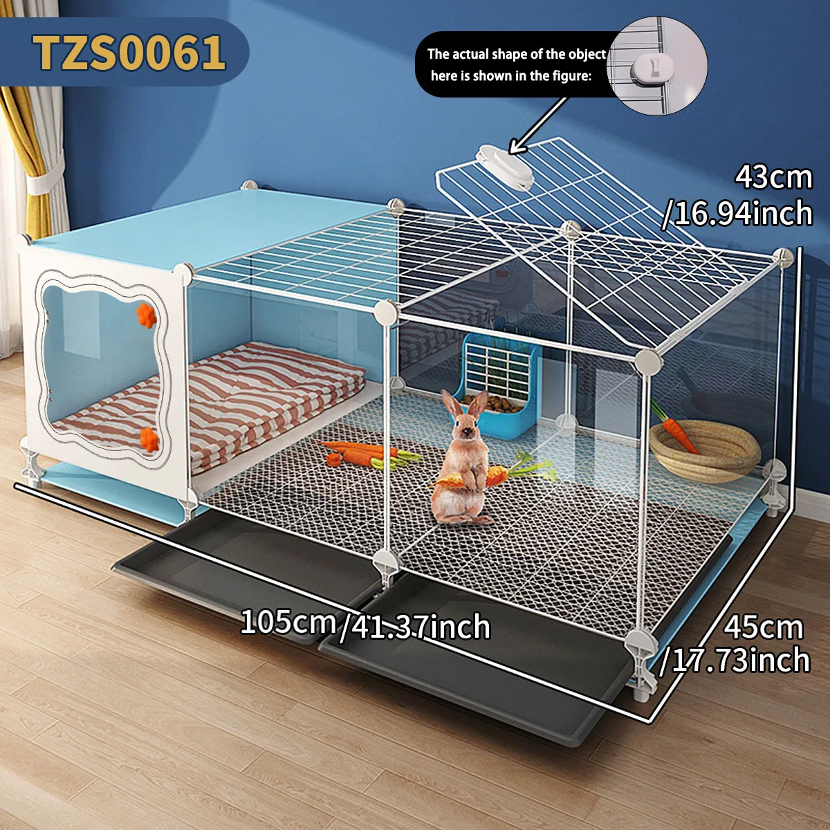 Rabbit Cage with Toilet, Separate Sleeping Area, Large Indoor Villa for Home Use, Guinea Pig Cage, Small Animal Cage