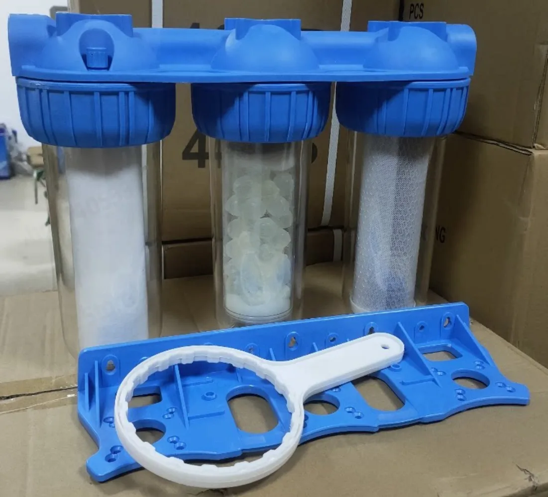10 inch three stage transparent bottle triple pre filter home kitchen tap water pipe filter purifier