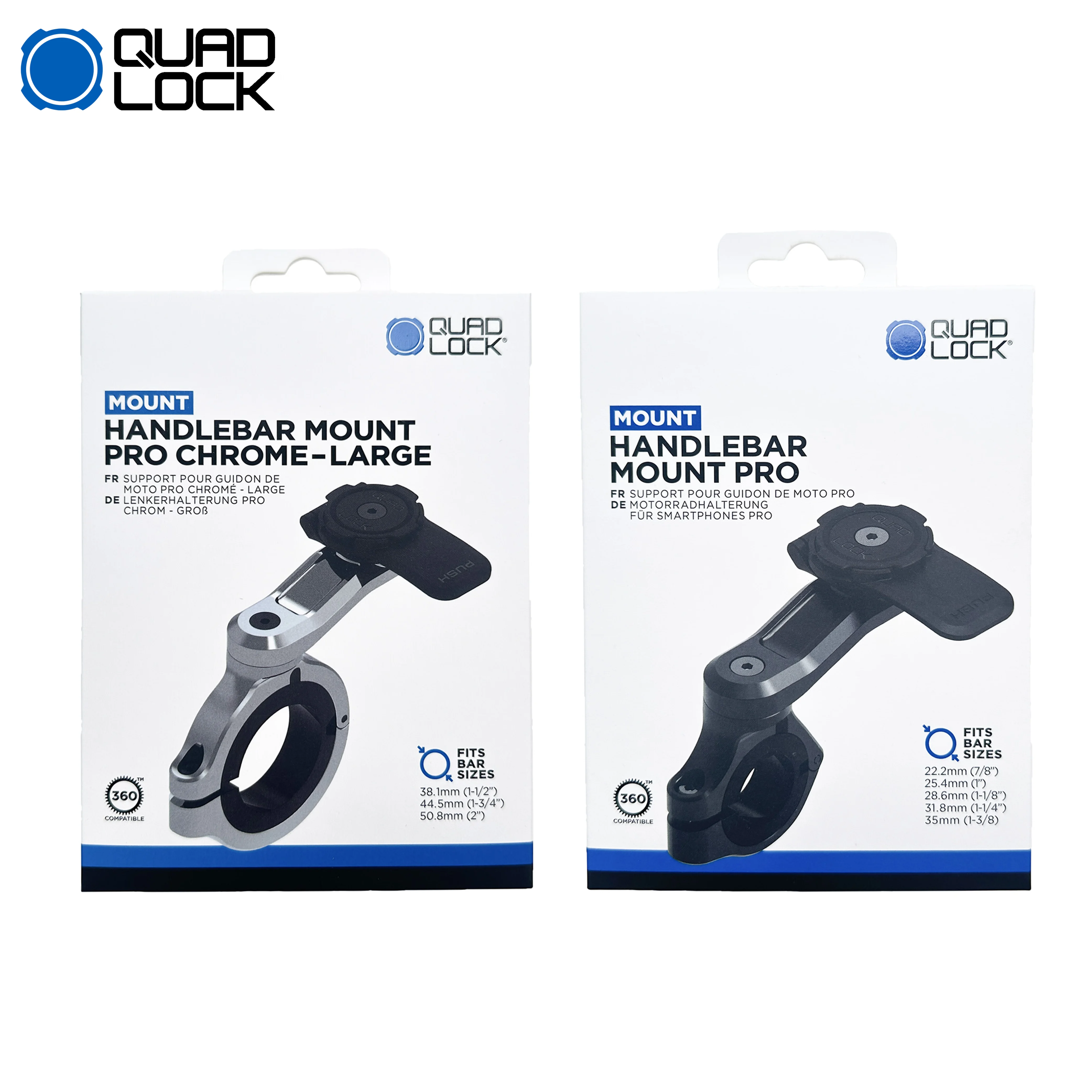 

Quad Lock Motorcycle Mount Handlebar Mount PRO & Handlbear Mount PRO Chrome-LARGE