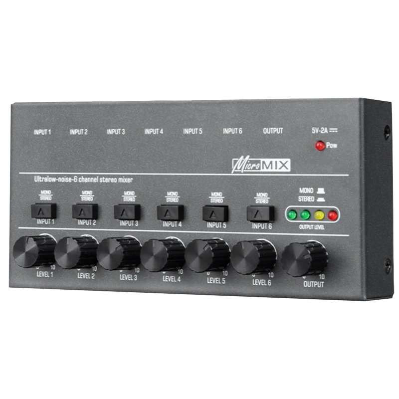 

Mini Audio Mixer Karaoke 6 Channel Professional Stereo Sound Mixer Ultra Low Noise 6 Channel Audio Mixer