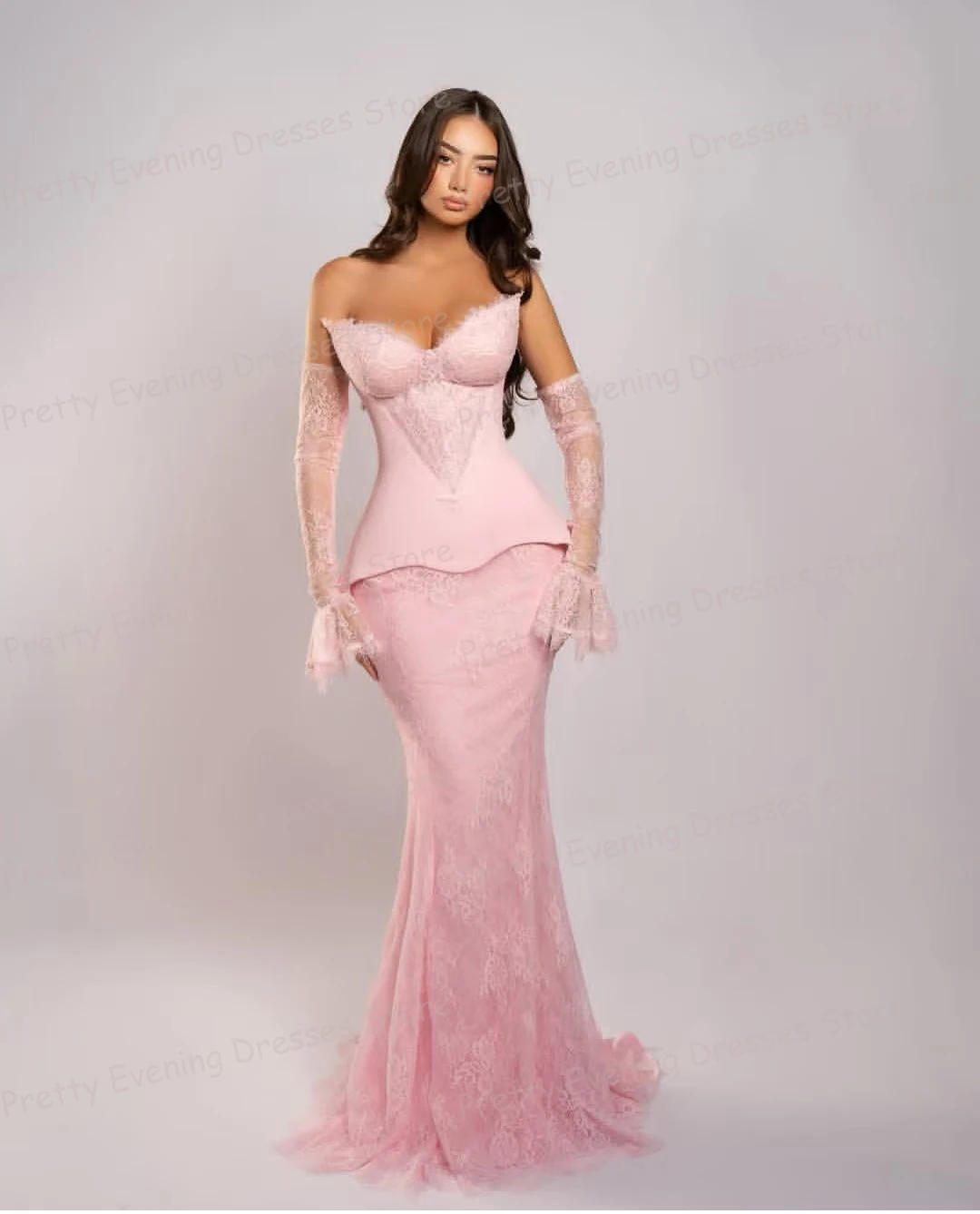 

Simple Pink Evening Dresses Mermaid Woman Lace Prom Gowns Party Sleeveless Customized Satin Fashion Vestidos De Novia 2026 Gala