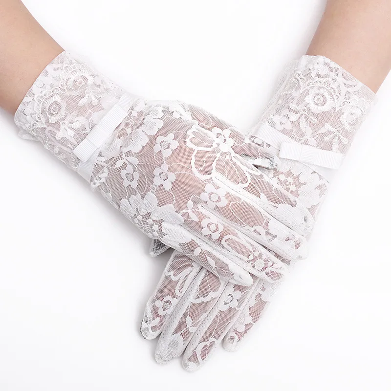 New Women\'s Summer Ice Silk Lace Anti Ultraviolet Thin Electric Car Driving Anti-skid Breathable Cool Sun Protection Gloves