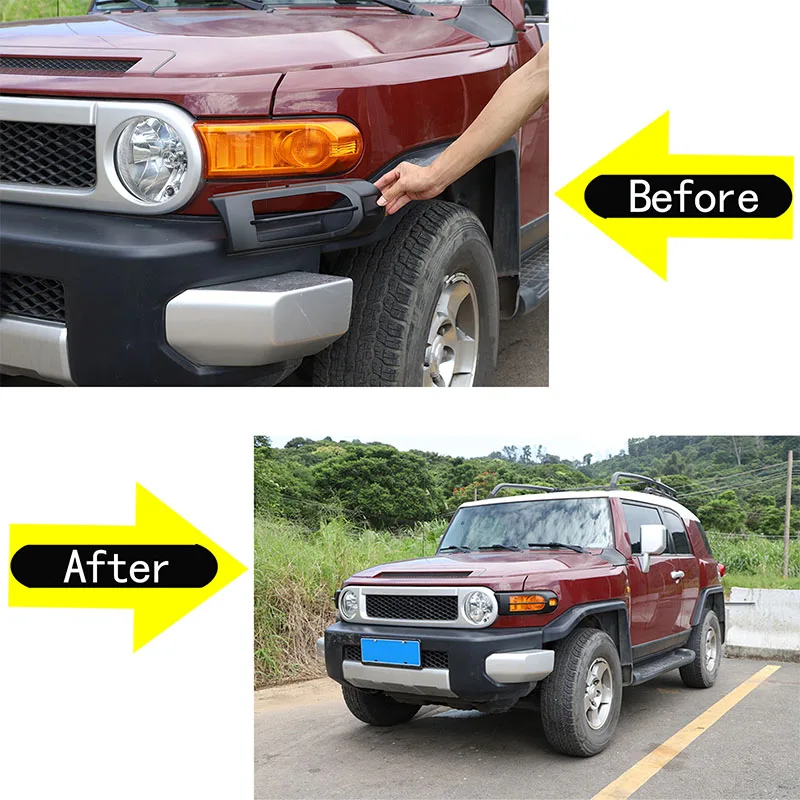 For Toyota FJ Cruiser 2007-2021 ABS Matte Black Car Front Fog Light Frame Decorative Sticker Exterior Accessories