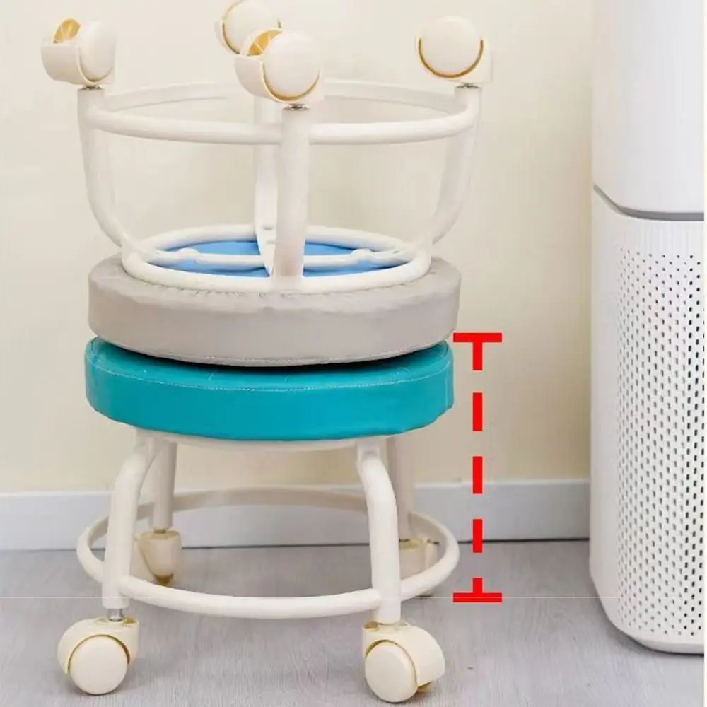 PU Leather Rotating Rolling Stool Waterproof Universal Wheel Round Stool With Wheels 360 Degree