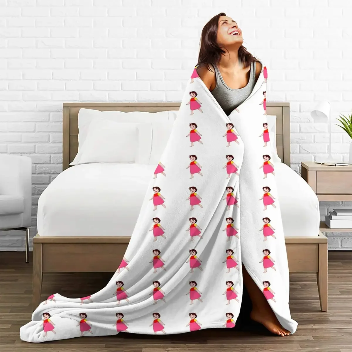 

Baby Blanket Pink Heidi Girl Of The Alps Anime Cartoon Plaid Fleece Decoration Collage Warm Throw for Bedding Couch Rug Piece