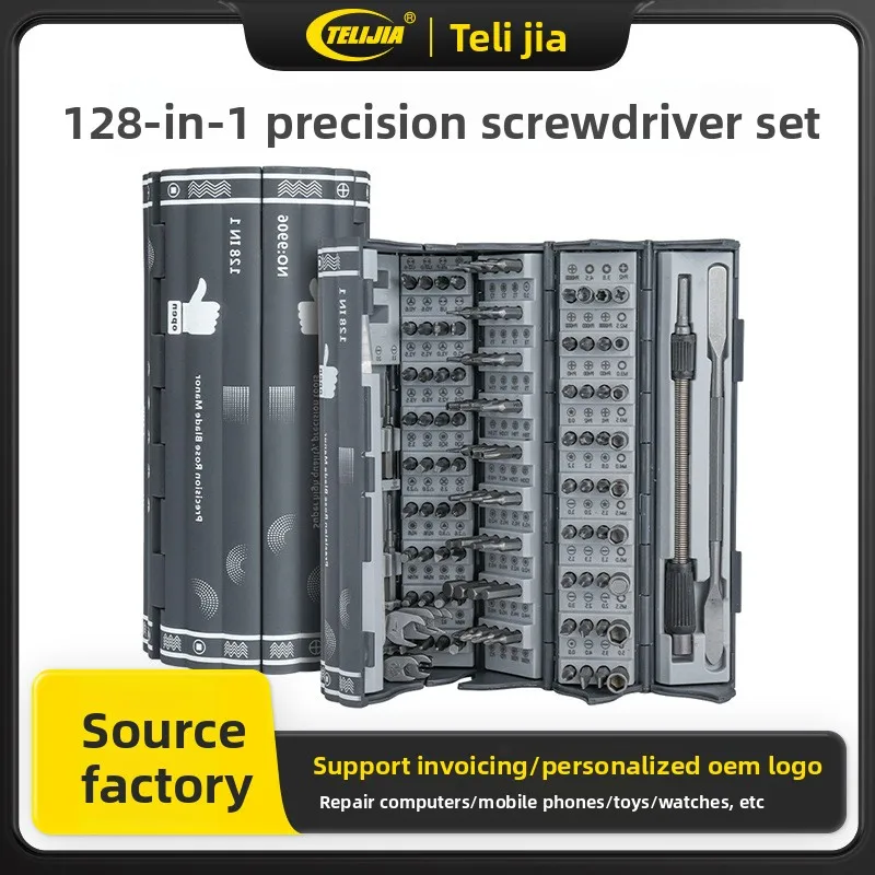 128 in 1 Precision Screwdriver Set with Bamboo Scroll Storage Case, Magnetic Bit Kit for Phone Laptop Tablet Repair, Multi Size