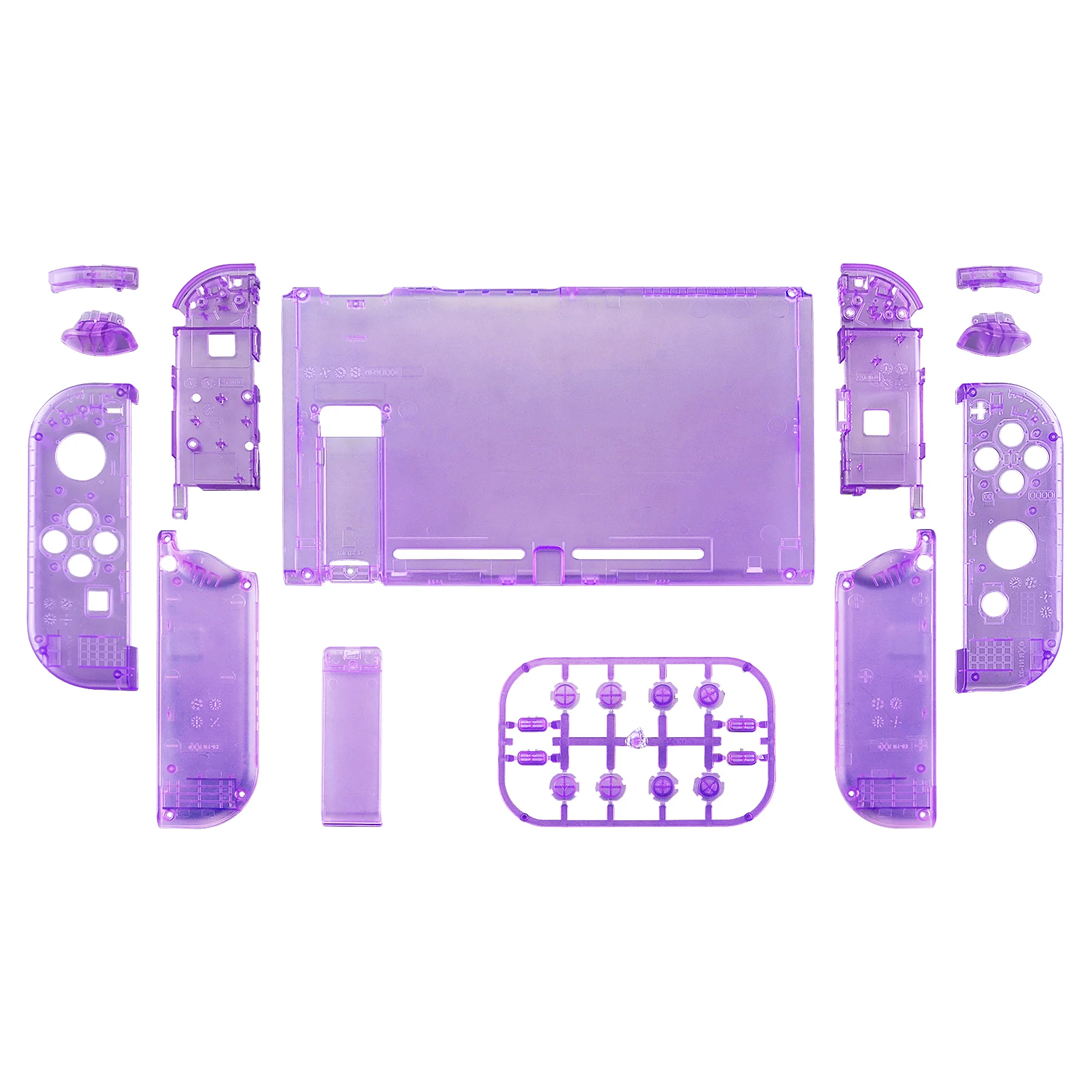 eXtremeRate Transparent Console Back Plate with Controller Housing Shell with Buttons for NS Switch Console & JoyCon