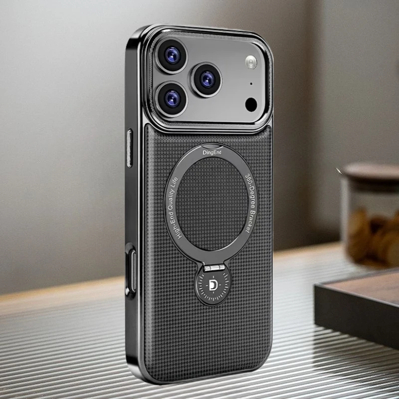 

Кожаный чехол для телефона iPhone 16 Pro Max 17 Air 16 Plus 15 Pro 14 13 12 с магнитной зарядкой и вращающимся кронштейном с ромбовидным узором