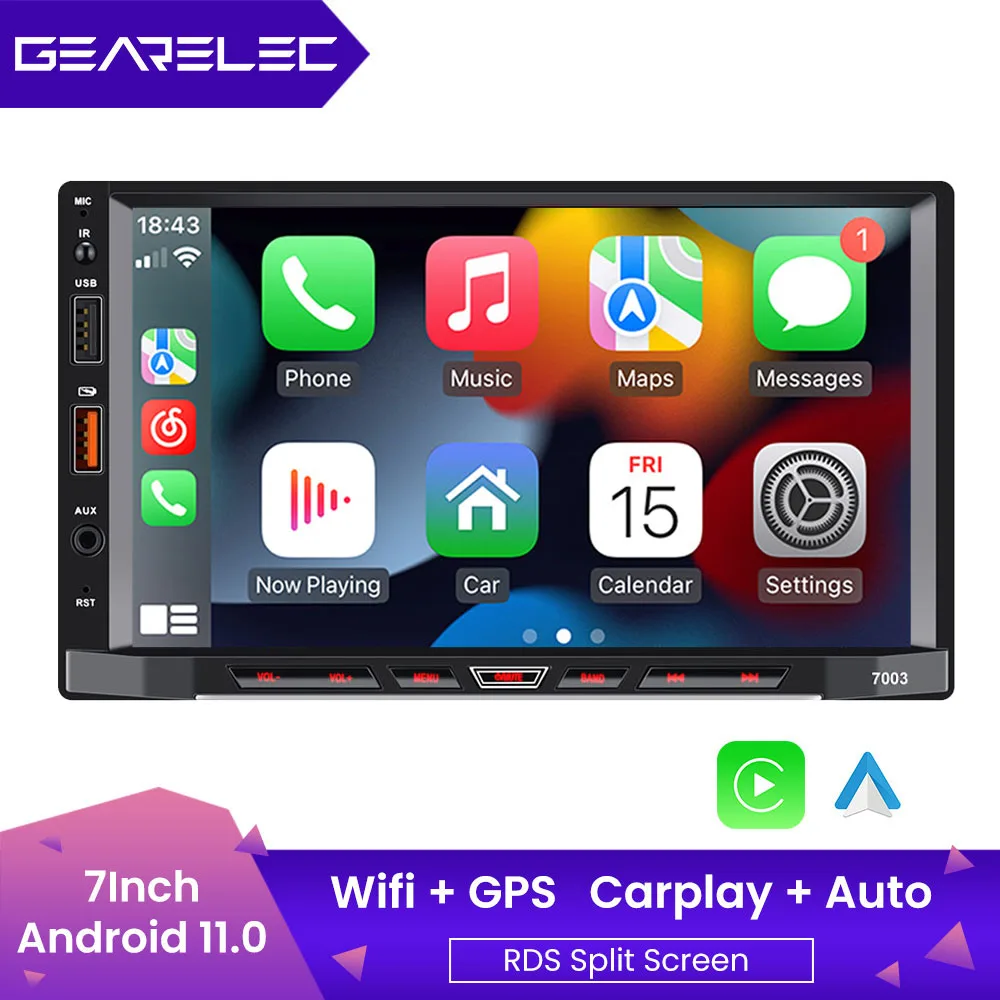 2 Din Android 11 Car Radio 7 Inch Universal Multimedia Player Auto Carplay Bluetooth GPS RDS Split Screen For Ford VW Nissan