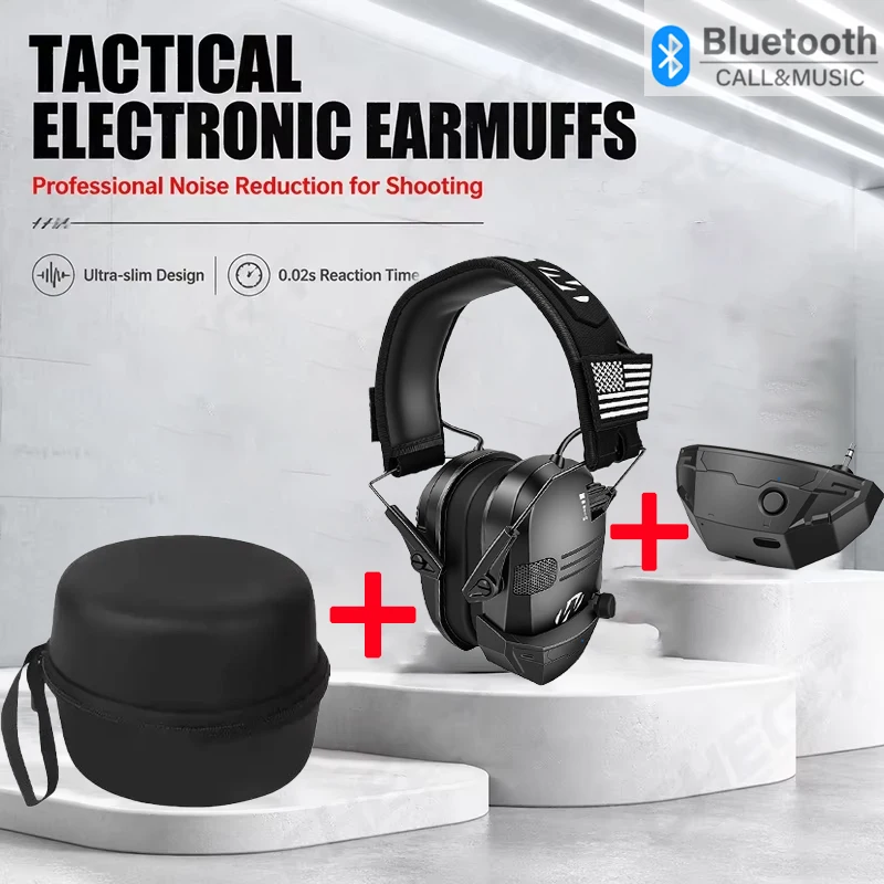 Electronic Bluetooth Earmuffs Shooting Ear Protection Earmuffs Noise Reduction Sound Amplification Hearing Protector with case - view 3
