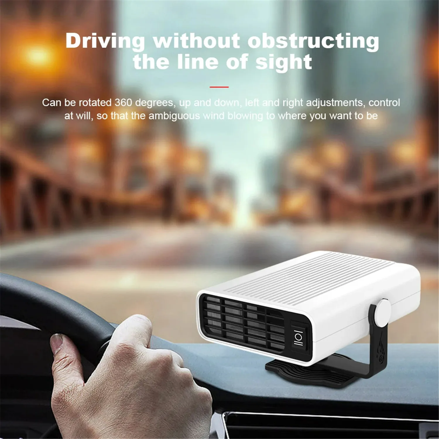 12V 120W Car Heater Portable Windshield Defrost Defogger Winter Warmer 360° Rotation 1.4m Power Cord ABS Material 14.5x10.5x8cm