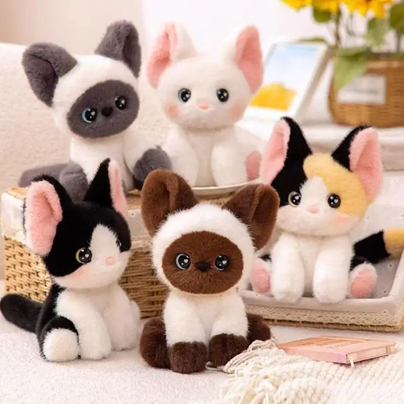 

24cm Kawaii Cat Plush Doll Devon Rex Siamese Cat Plush Toy Birthday Decoration Gift Accompany Toy Kids Cute Sleep U4I9