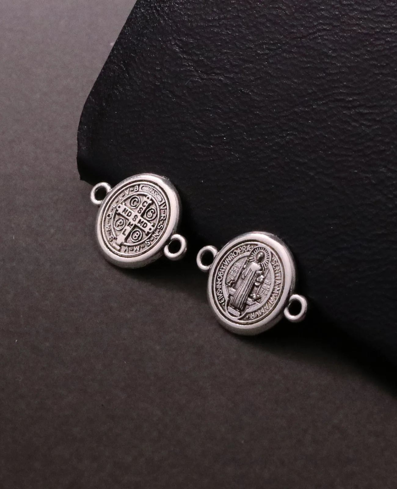 20Pcs Saint Benedict Medal Christian Exorcism St.Benedict Charm 2 Holes Connector Bead for Bracelet DIY Making Accessories image 6