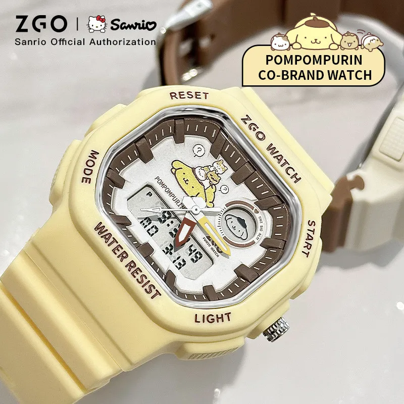 ZGO PomPomPurin Sanrio Watch For Kids Girls Boys 2024 New Style Sports Electronic Waterproof Girl Electronic Watch Gift 810