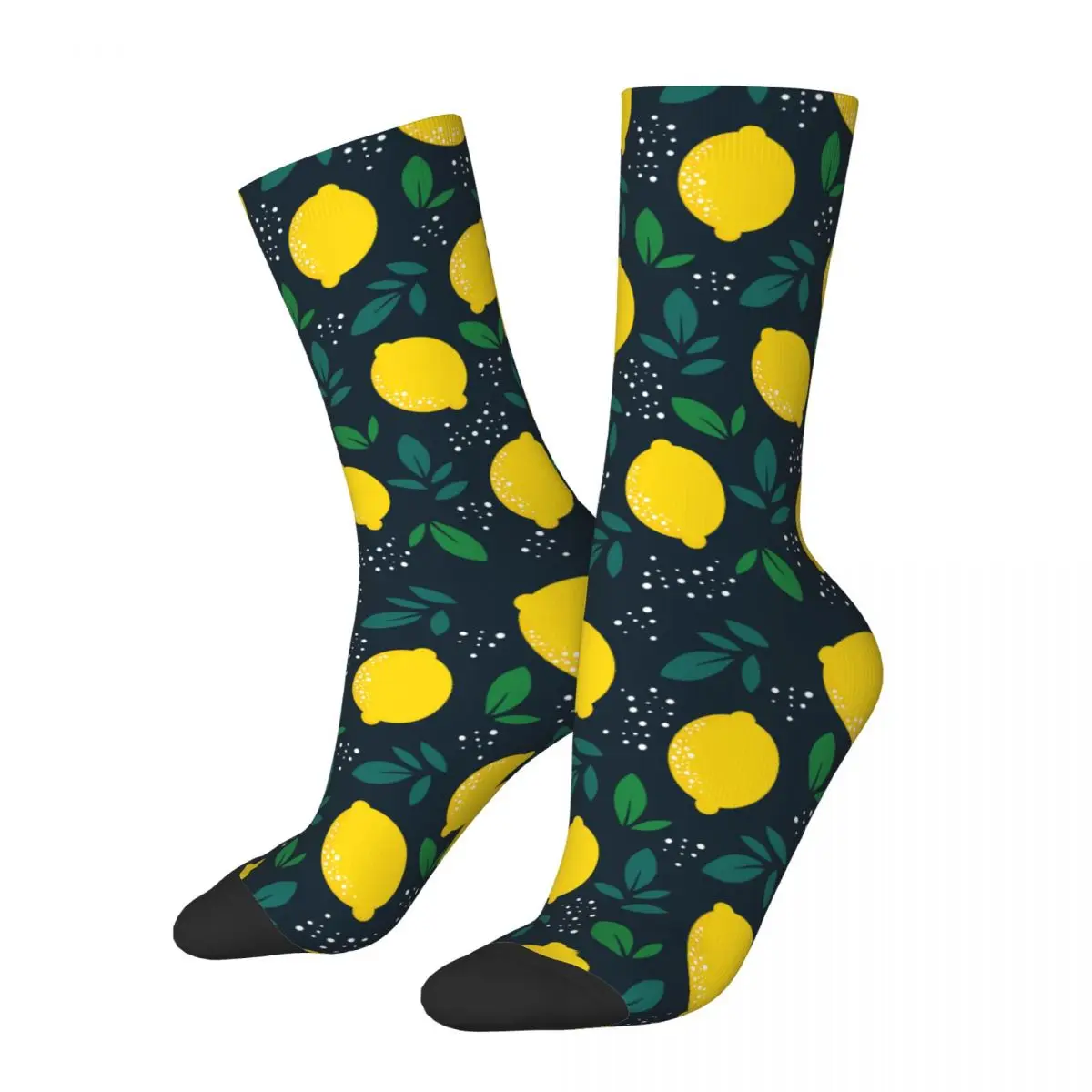 Calcetines de fútbol transpirables con frutas y limón para hombre y mujer, medias divertidas para Otoño e Invierno