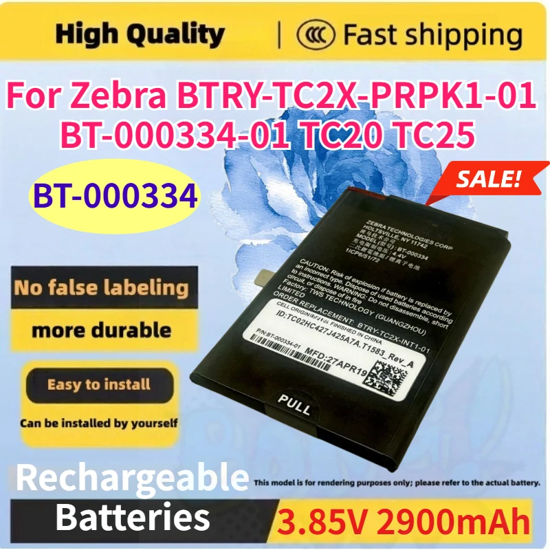 3.85V 2900mAh BT-000334 Batteries for Zebra BTRY-TC2X-PRPK1-01 BT-000334-01 TC20 TC25 PDA Smart Barcode Scanner Battery