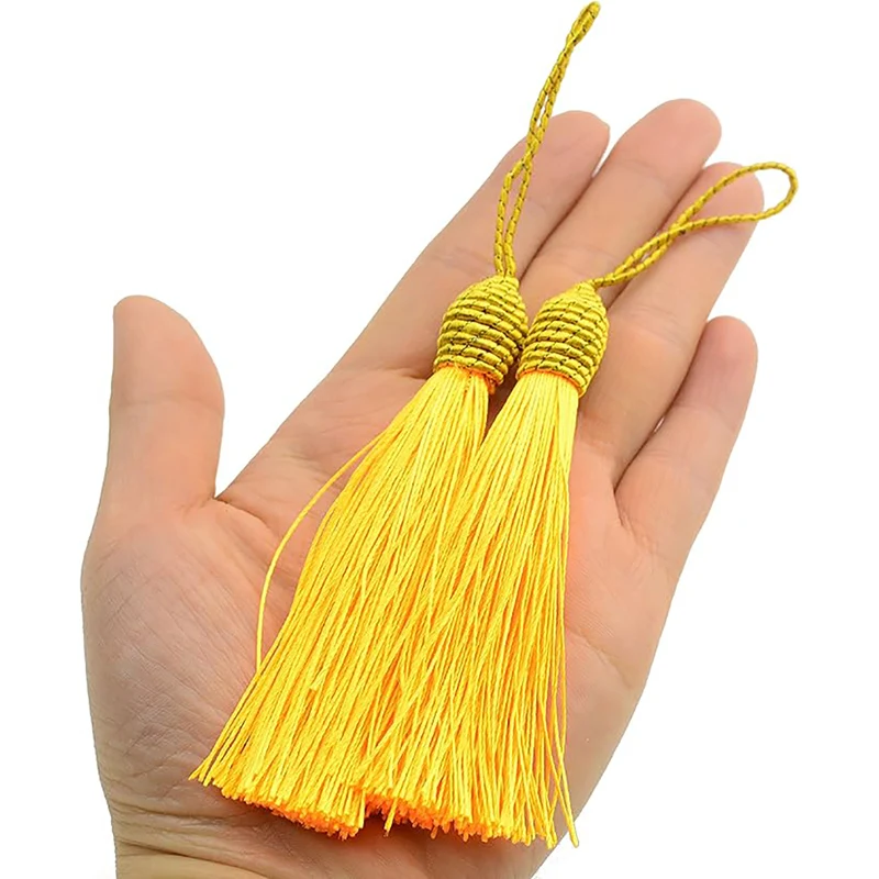 10/5Pcs 15.5cm/6 Inch Tassel Silky Floss Bookmark Tassels With 2Inch Cord Loop Jewelry Making Souvenir DIY Craft Accessory