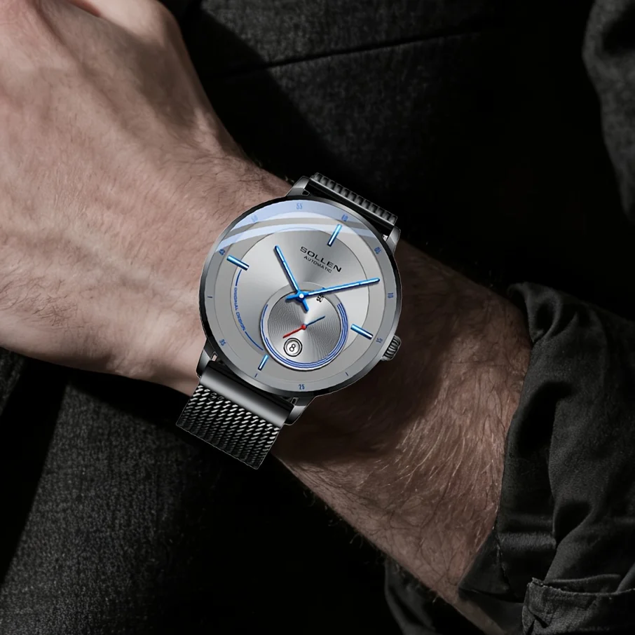 

SOLLEN Fashion Men's Classic Automatic Mechanical Watch | Transparent Design, Water-Resistant, Ideal Gift for Men