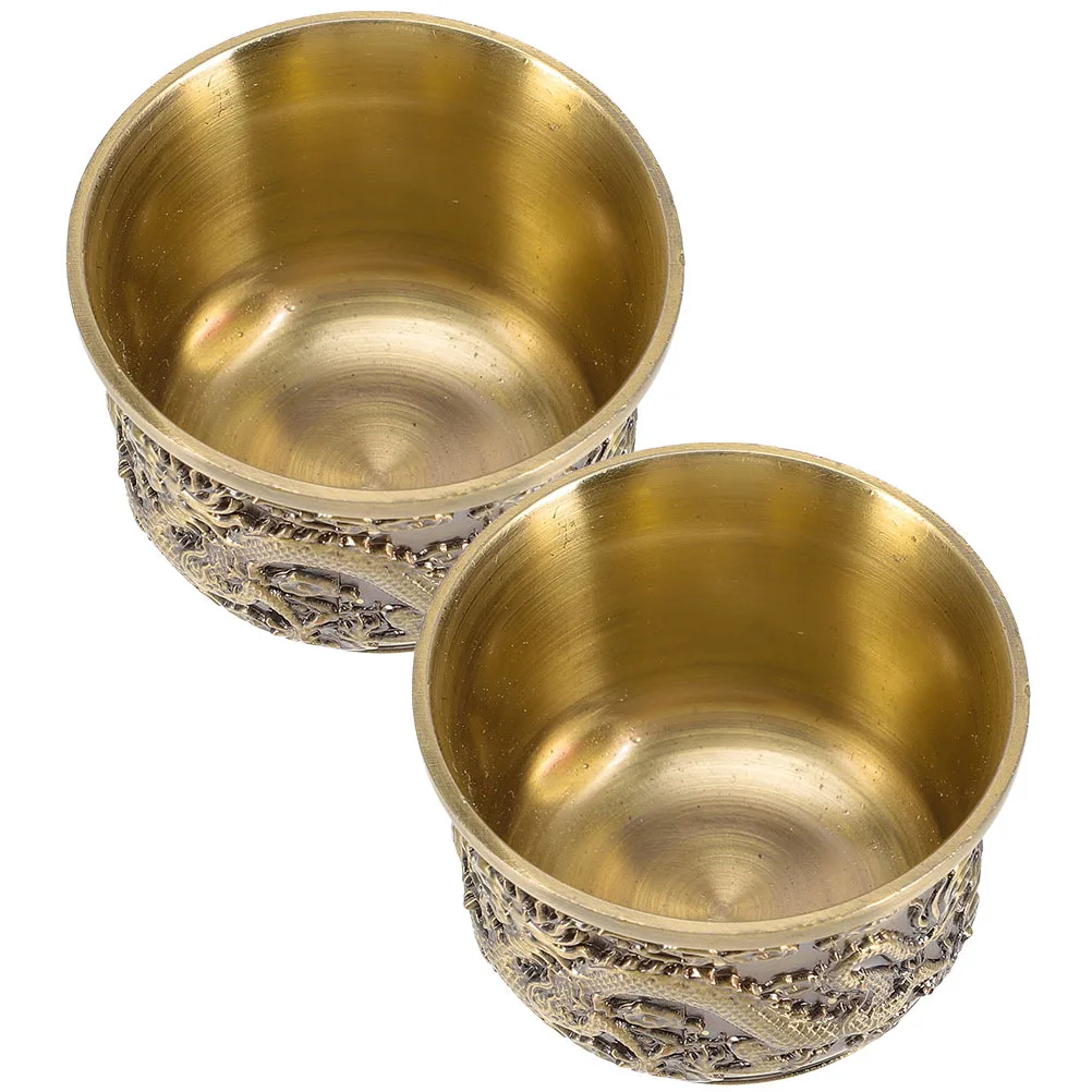 

2Pcs Decorative Tea Cup Zinc Alloy Material Stable Stand Beautiful Tabletop Accessory for Parties Chinese Style Tea Cup