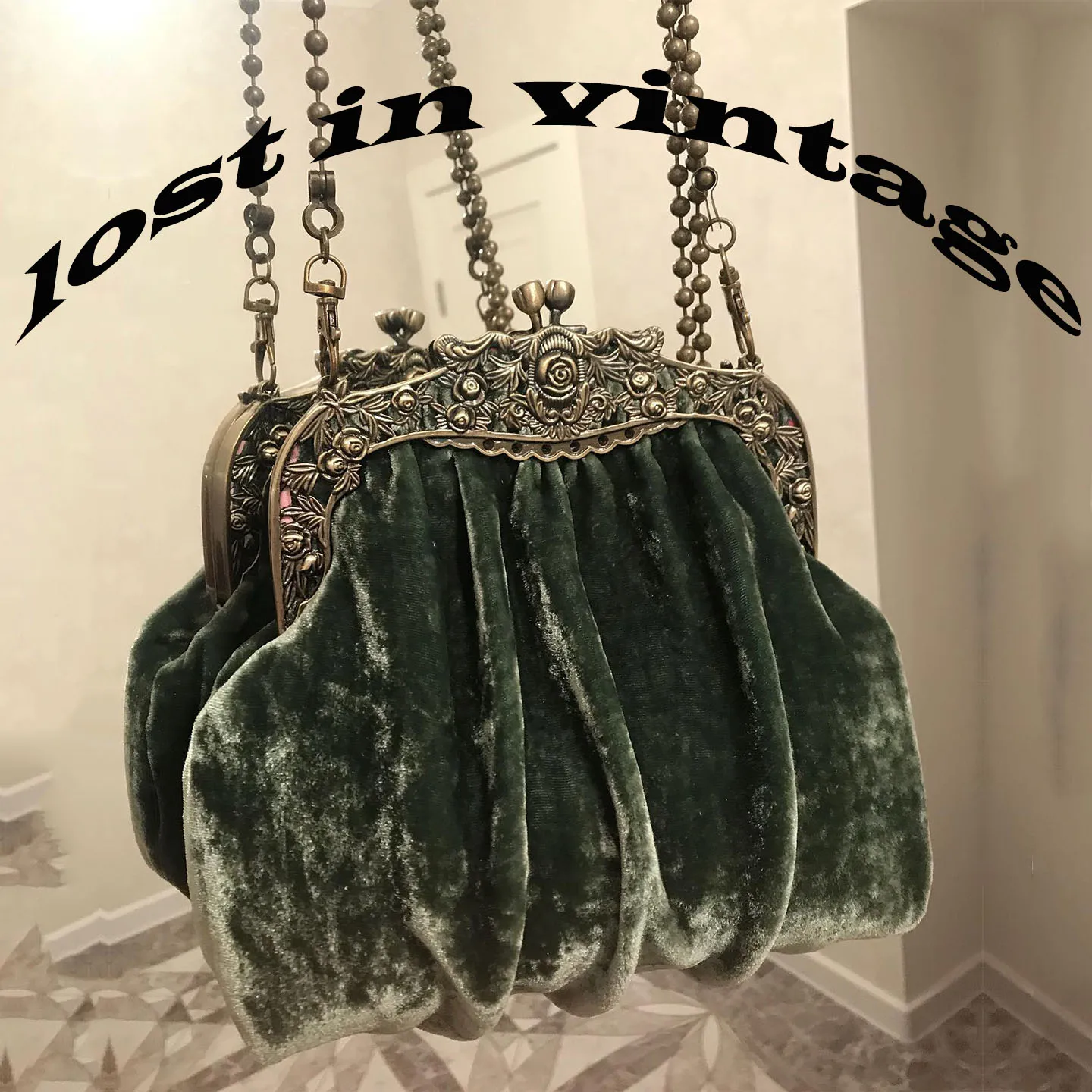 Lost In Vintage Velvet Soild Purse 20x16x6cm Metal Frame Kiss Lock Evening Clutch Nickel Farmyard Accessory for Evening