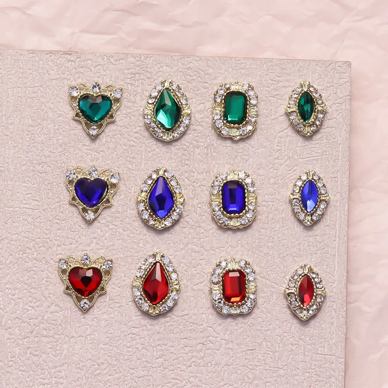 10PCS 3D Luxury Alloy Full Rhinestone Nail Art Charms Jewelry Parts Accessories Diamond Gem Stone For Nails Decoration Supplies