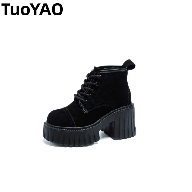 

11cm Heel Ankle High Boots For Women Platform Boots Ankle Spring Autumn Winter Wedge Comfy Comfortable Boots Ankle Booties