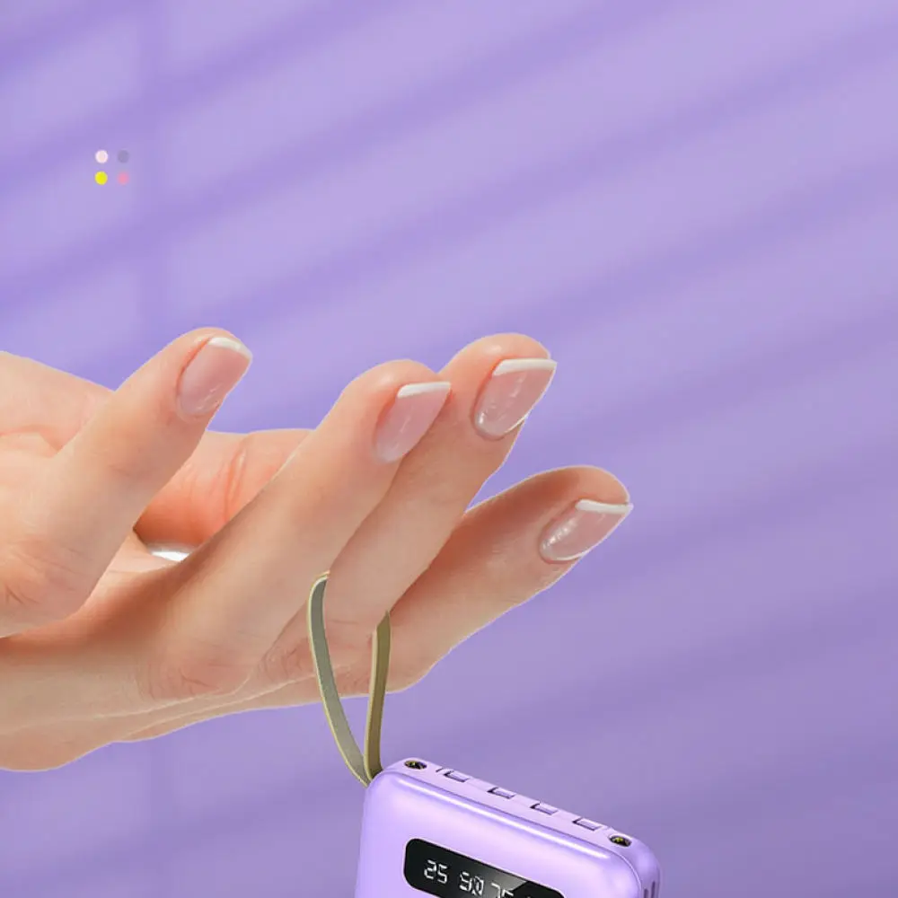 Portable With Integrated Cable Compact Battery Charger Mini External Power Supply For Daily Phone Charging