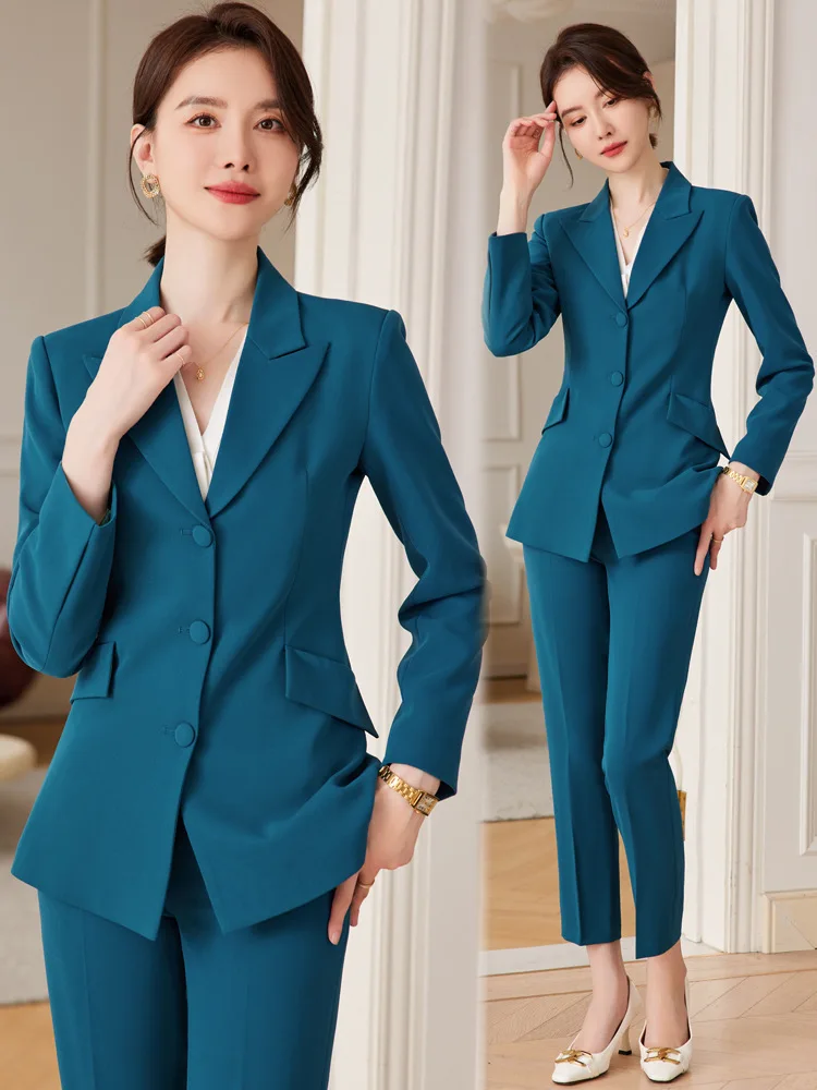 Formal Blazers Feminino for Women Business Suits with Pants and Jackets Coat Autumn Winter Professional Pantsuits Trousers Set