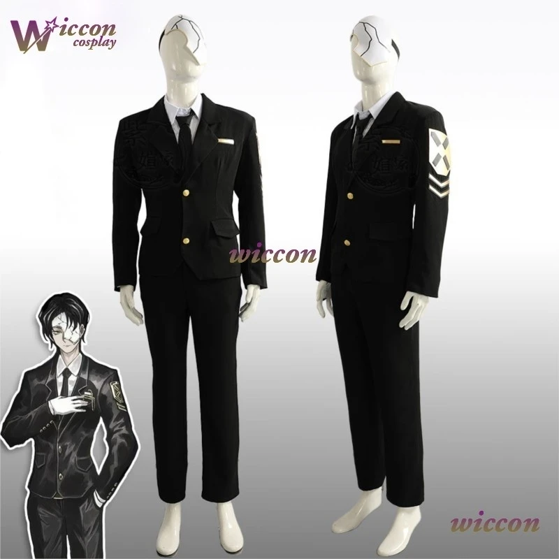 Index Finger Father Wonaa Limbus Company Cosplay Rion Cosplay Costume Black Uniform Roin Mask Adult Men Halloween Party Roleplay