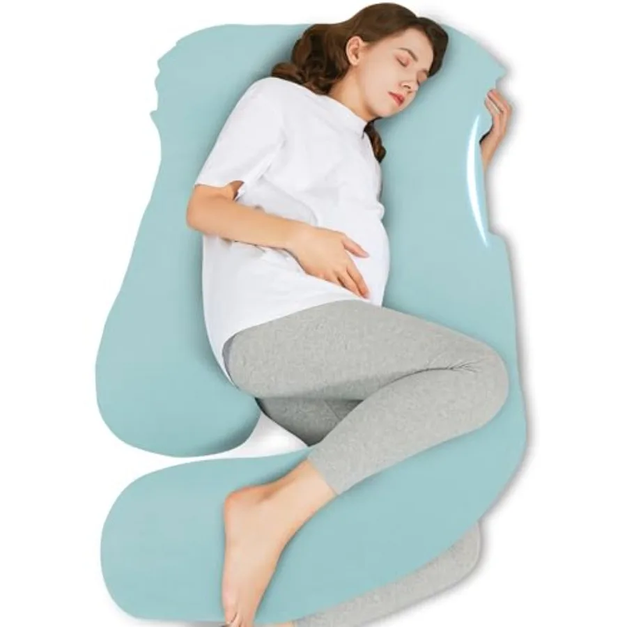 

U-Shaped Pregnancy Pillow for Sleeping - Full Body Maternity Support Pillow with Cooling Removable Cover - Comfort for Back, Hi
