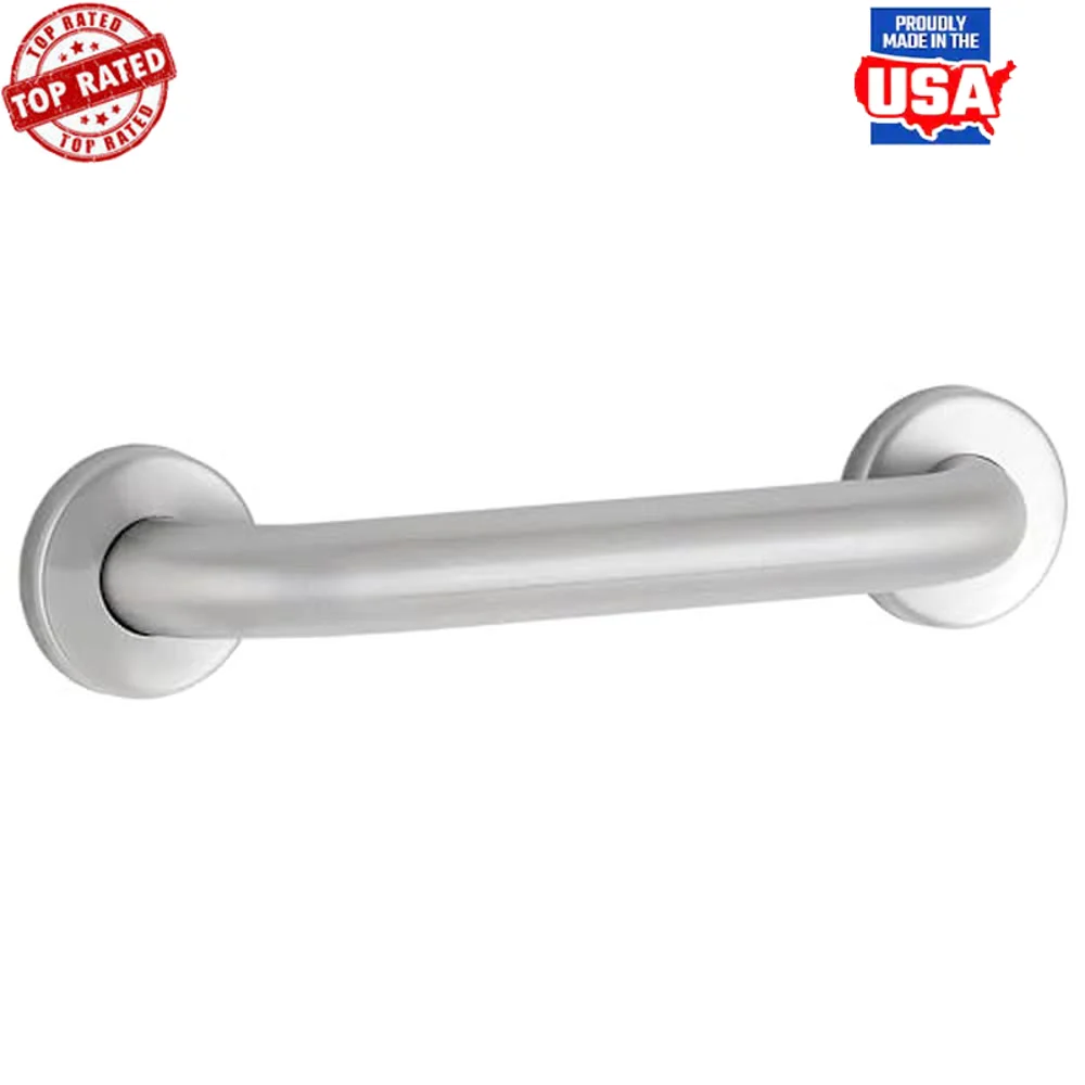 42" Stainless Steel Grab Bar B-6806X42 Slip-Resistant Surface ADA Compliant Concealed Mounting Flanges Heavy-Duty Construction