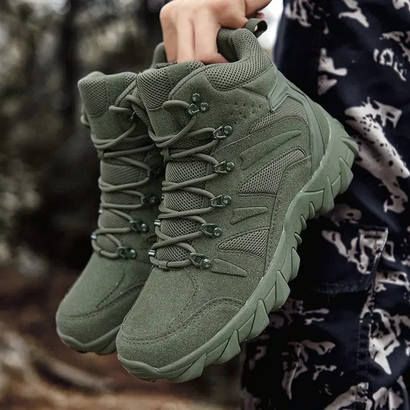 Men Boots Outdoor Combat Ankle Boot Tactical Boots for Man Anti-Slip Motocycle Boots Climbing Hiking Shoes Size 39-46