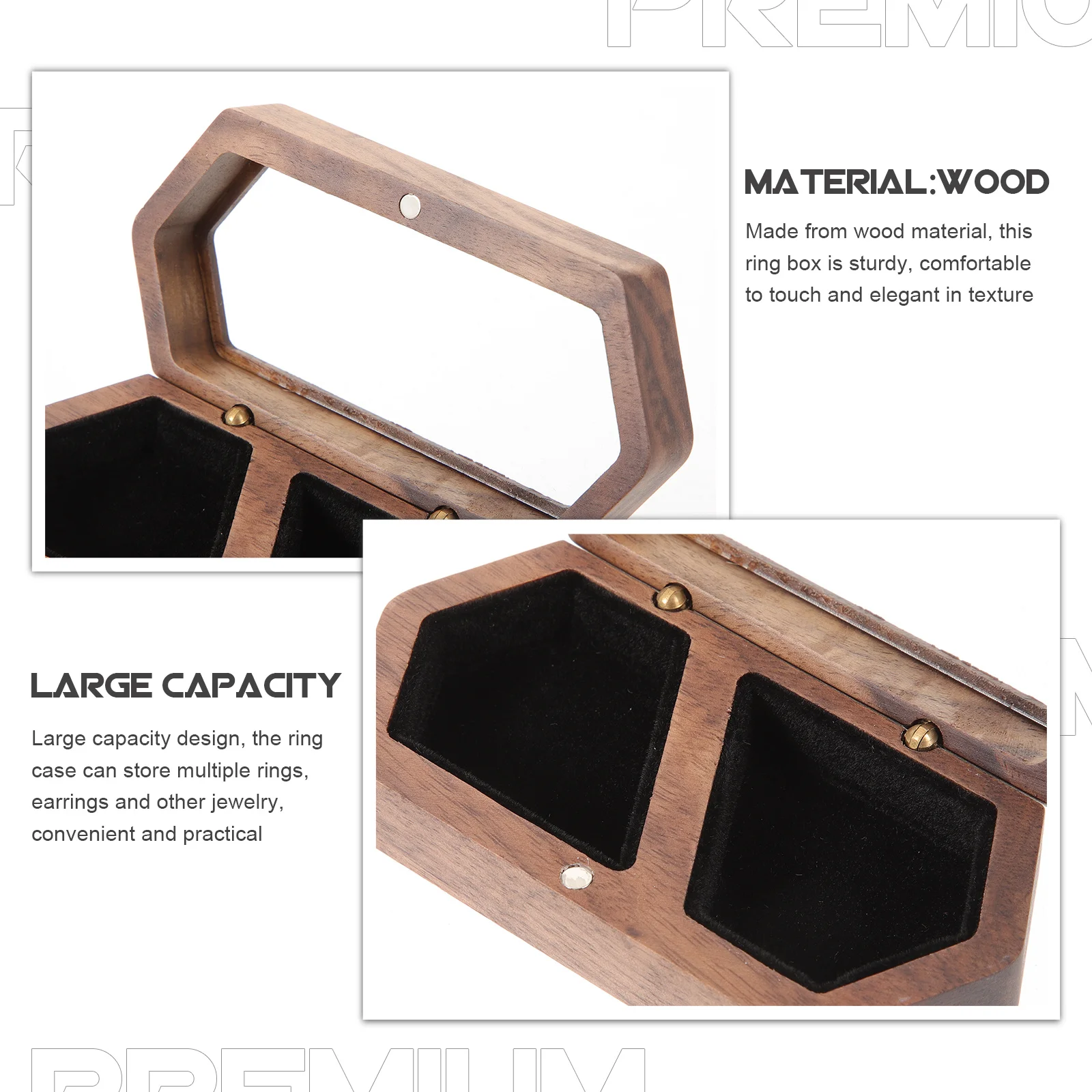 

Коробка для колец, деревянная витрина для ювелирных изделий, простой стильный дизайн для свадебной церемонии, подарок, держатель для колец для свадебного душа, декоративный