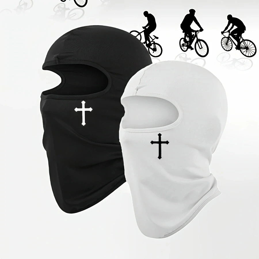 2pcs Breathable Black Balaclava Face Mask - Moisture-Wicking Polyester, Perfect for Cycling,, Hiking, Outdoor Headger