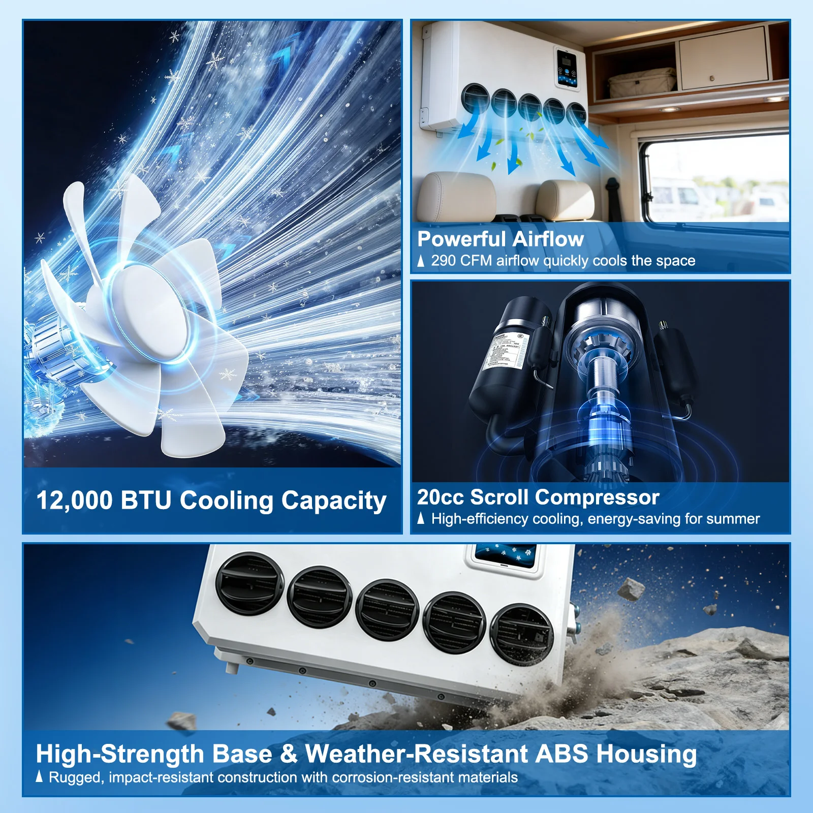 Treeligo Cooling Electric Car Split Air Conditioner 12V Parking Air Conditioning 24V For RV Truck Tractor Camper Van Motorhome