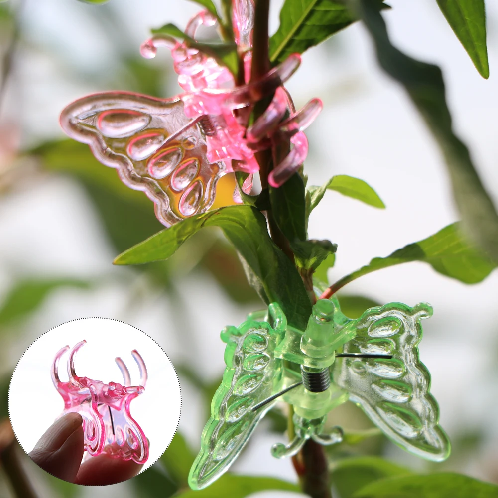 30PCS Plastic Garden Plants Support Clip Colourful 4-Claw Vine Climbing Fixation Clamp for Indoor Outdoor Bonsai Decorate Tools