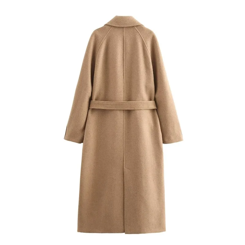 TRAF ZR Woolen Coat Y2k Vintage Top Women's Autumn Coat Elegant and Pretty Women's Coats Ladies Fashion Solid Long Urban Coats