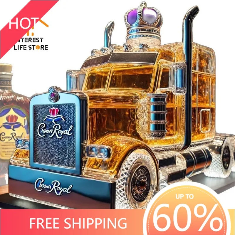 

New Classic 375ML Car Glass Wine Bottle Half Truck Whiskey Car Gift Set with Wine Interesting Bottle Stopper Home Bar Supplies