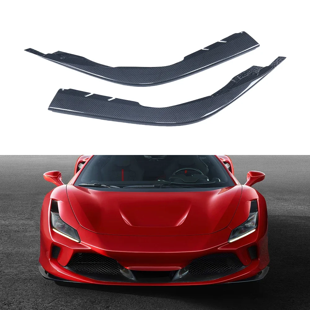 For Ferrari F8 Real Dry Carbon Fiber Car Front Bumper Lip Front Shovel Wrap Angle Car Spoiler Guard Protector Modification