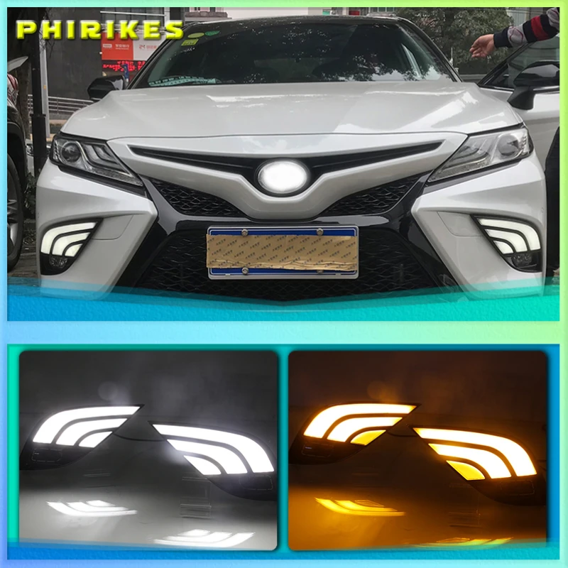 

1 Set LED Daytime Running Light Flowing Turn Yellow Signal Waterproof Car LED DRL For Toyota Camry 2018 2019 XSE SE