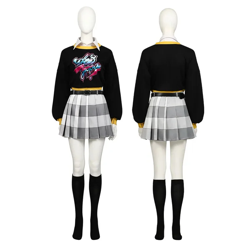 DY20Game P5X Cosplay Costume Anime The Phantom X Suwa Arai Top Pleated Skirt Wig JK Uniform Carnival Party Women Girls Full Set2 - view 3