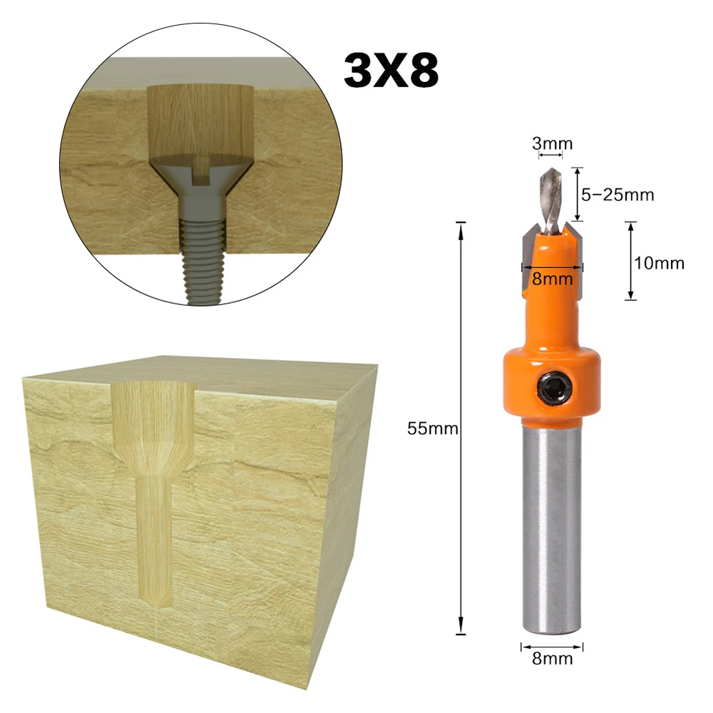 5pcs Countersink Drill Bit Screw Woodworking Chamfer Tool Quick Change Wood Hole Drills Bit Round Shank Timber Plastic Working