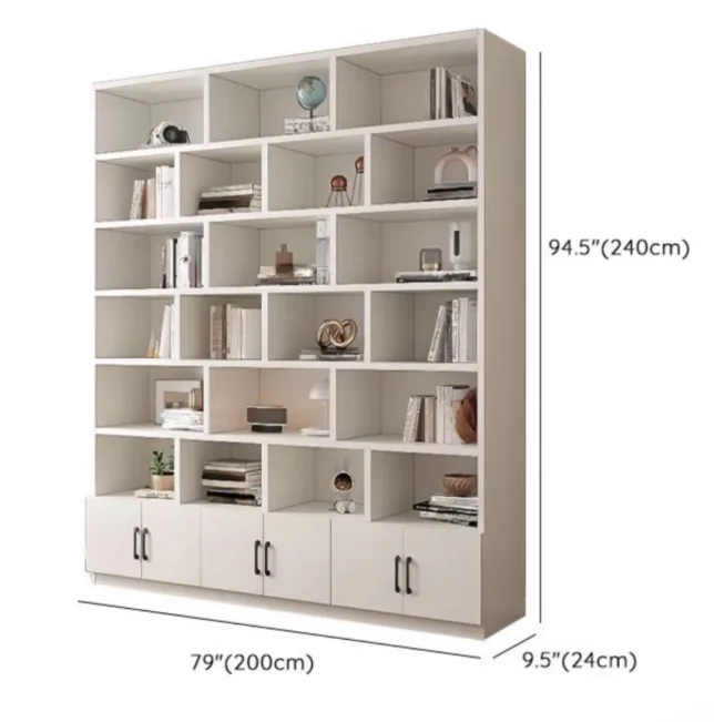 Bookcase Solid Wood White Floor Storage Rack Living Room Household Eco-board Simple Storage Cabinet Custom-made