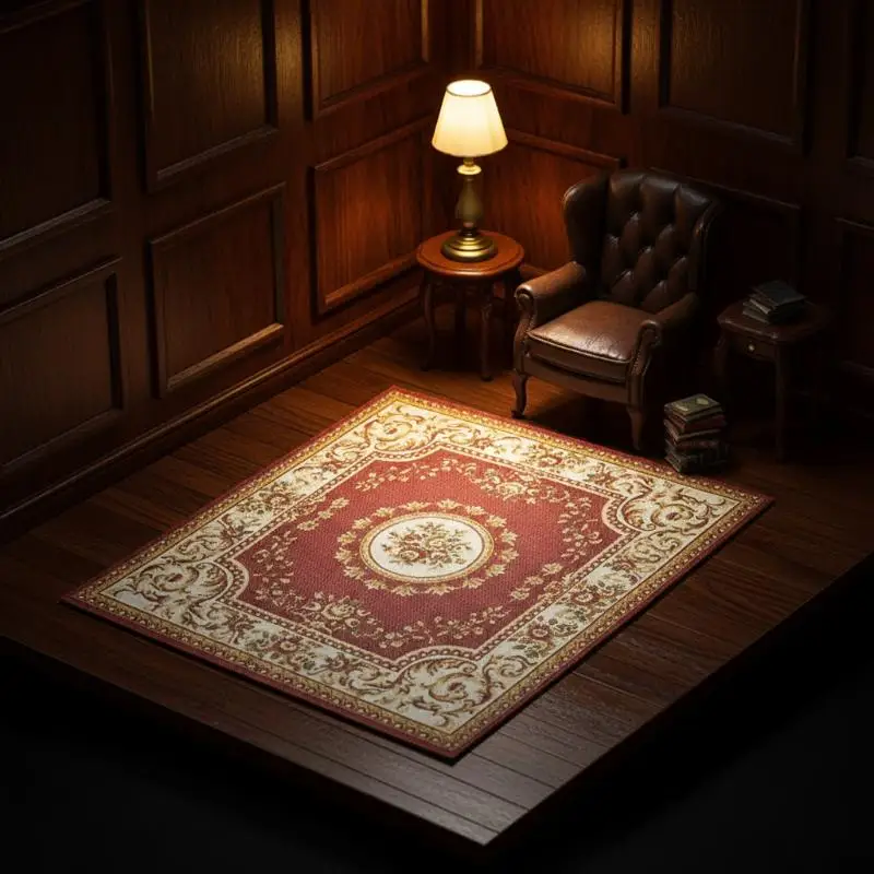 

1/4Pcs 1:12 Dollhouse Miniature Antique Style Carpet Home Furniture Decor Toy Mini Retro Floor Mat Doll House Accessories