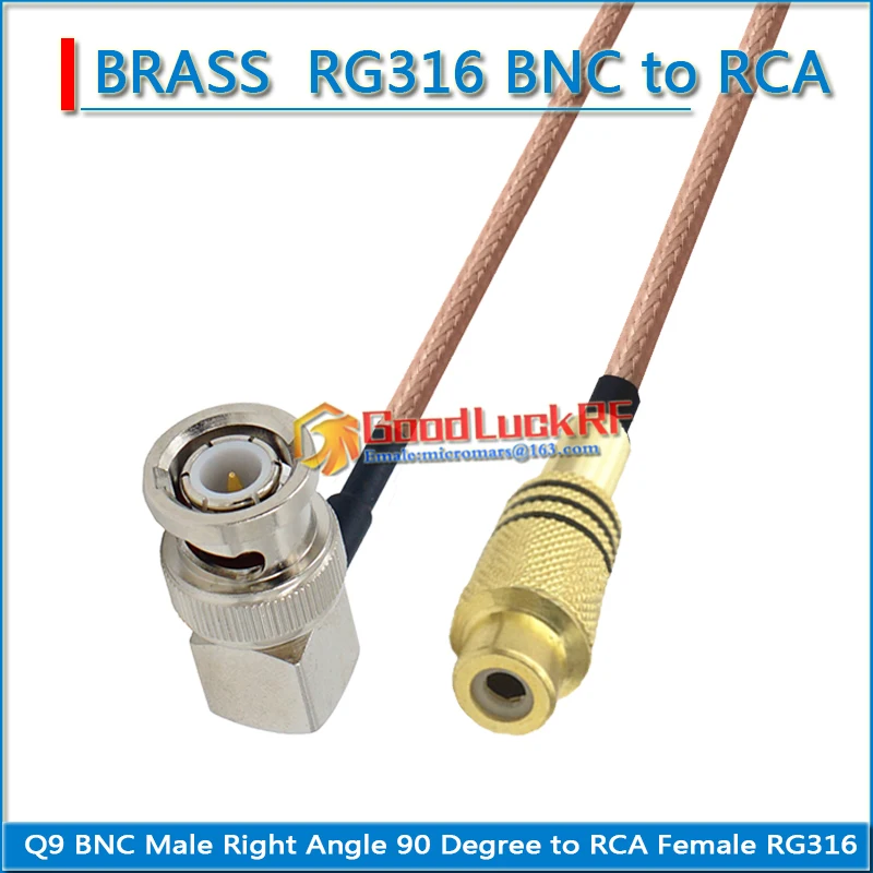 

Q9 BNC Male Right Angle 90 Degree to RCA Female Pigtail Jumper Surveillance Video RG316 BNC to AV video recorder Extend cable