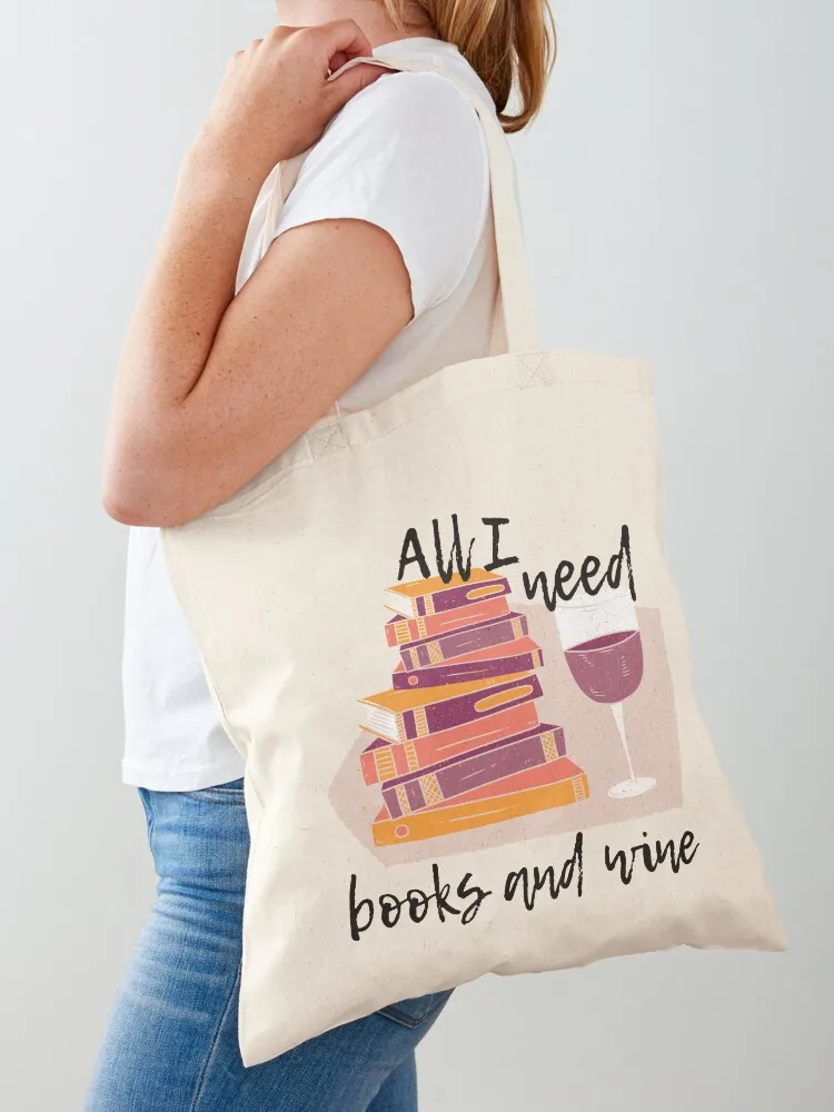 

All I need is books and wine Tote Bag tote bag Handbags women canvas tote bag reusable grocery bags