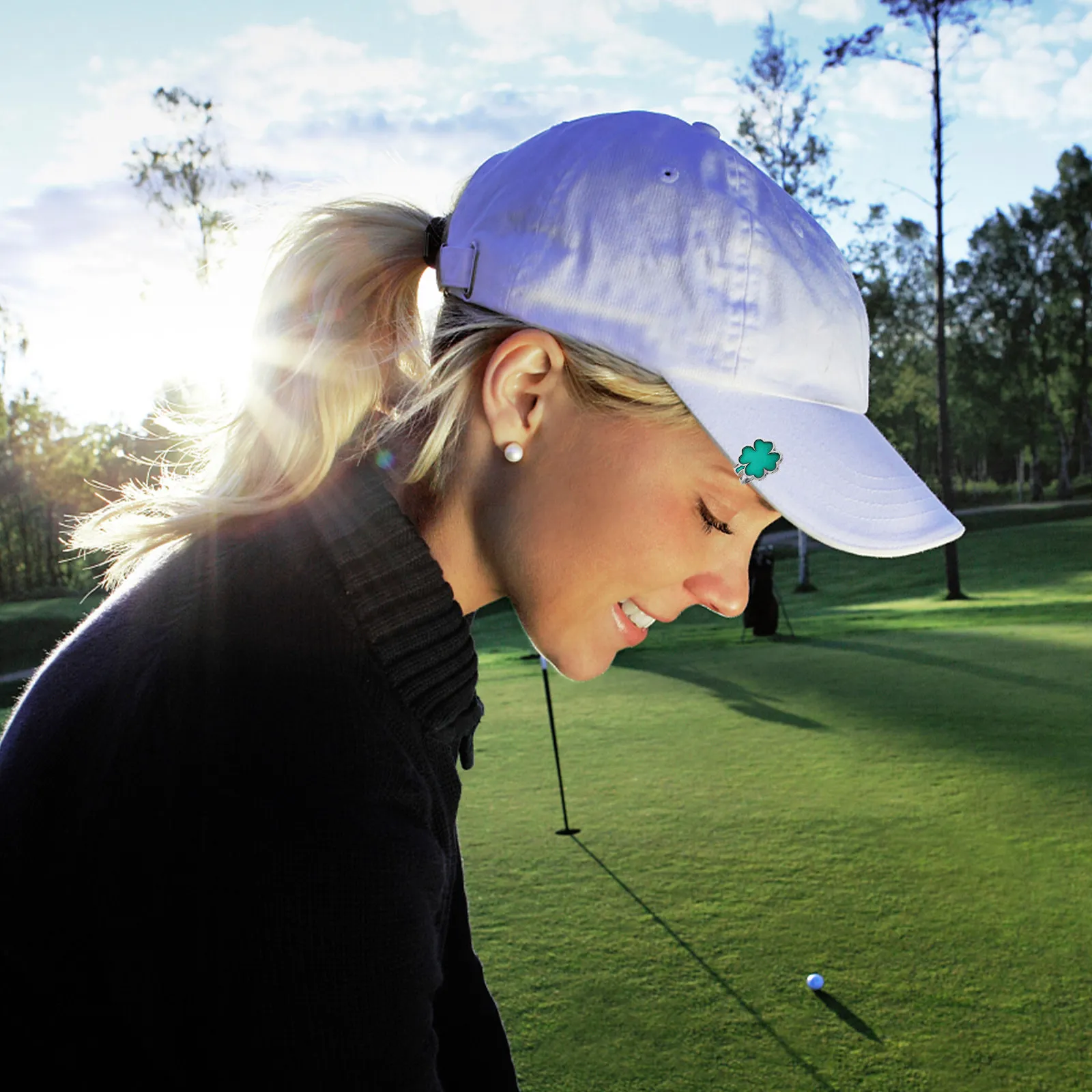 

Ball Marker Hat Clip Shamrock Design Metal Detachable Golf Accessories for Men Women Putting Green Training Aid