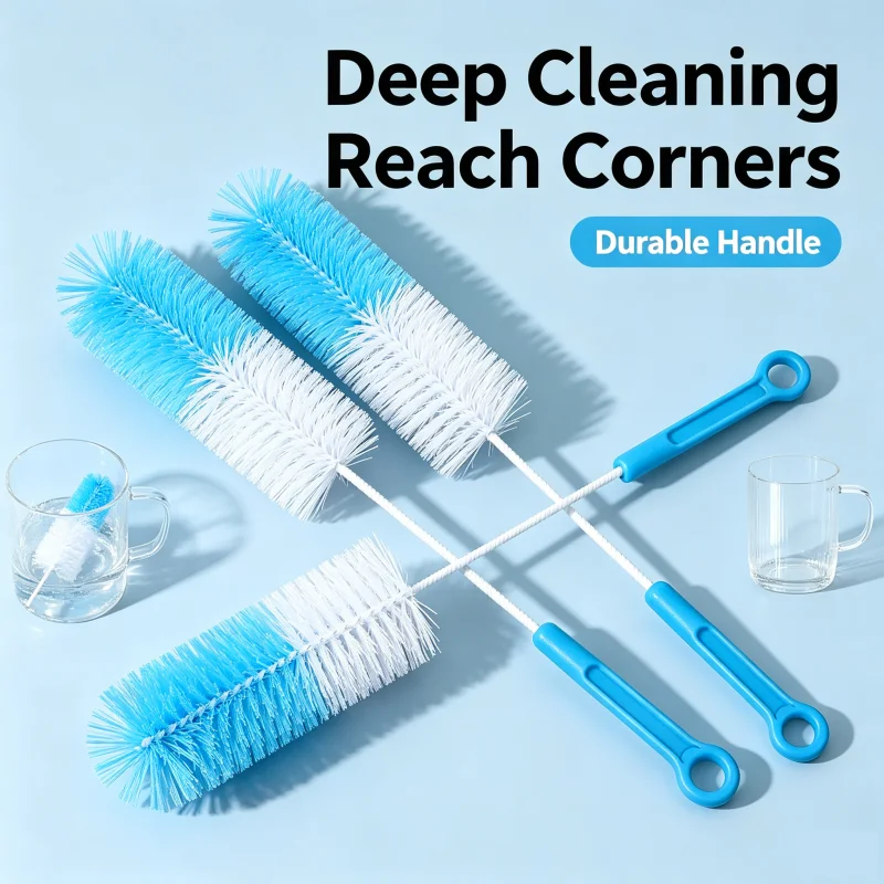 Long Handle Cleaning Brush For Glass Milk Bottles And Tea Cups Manual Non Electric Kitchen Scrubber Tool