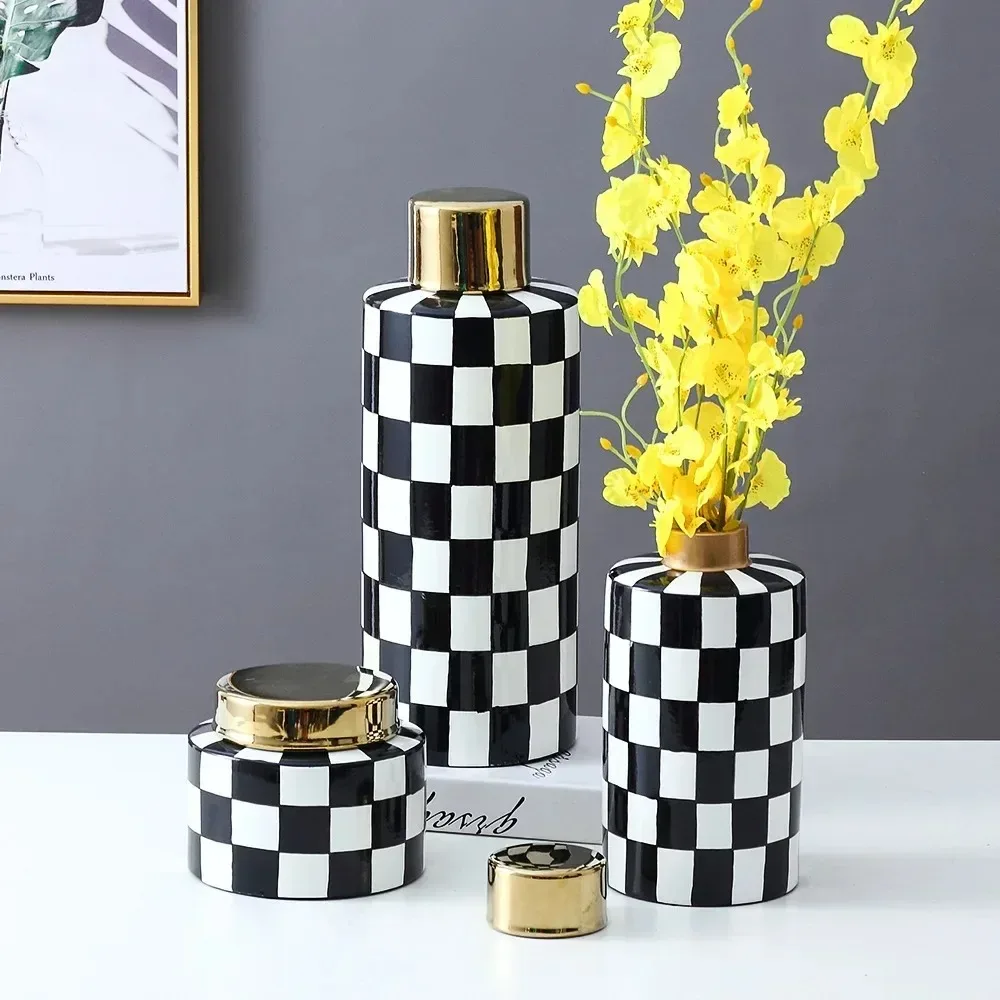 Living Room Desktop Decoration Zebra Painting Decorative Storage Jar with Lid Ceramic Vase Modern Home Decoration Storage Jar