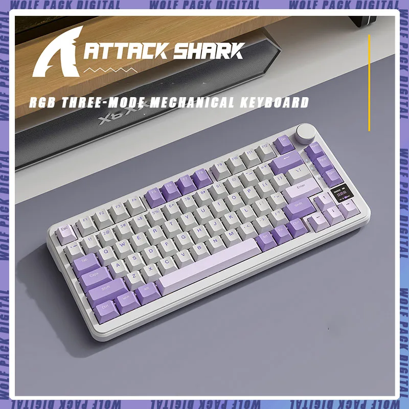 

Attack Shark X85pro Mechanical Keyboard Bluetooth Wireless Three Mode Rgb Light Effect Hot Plug Game Office Computer Peripherals